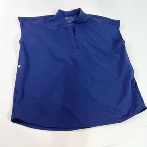 FIGS Technical Collection Tops Womens Medium Blue Solid Sleeveless Scrub Top